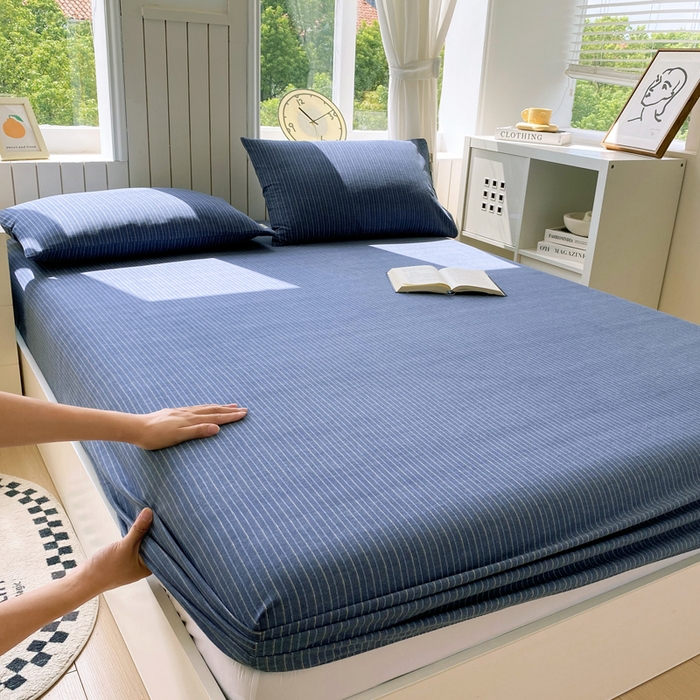 91家纺网 家纺一手货源 找家纺 春皖家纺 2025新款原棉磨毛单床笠 床笠单件-风格一 梦蓝图