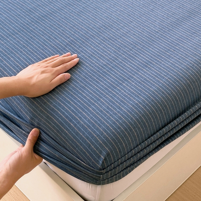 91家纺网 家纺一手货源 找家纺 春皖家纺 2025新款原棉磨毛单床笠 床笠单件-风格一 梦蓝图