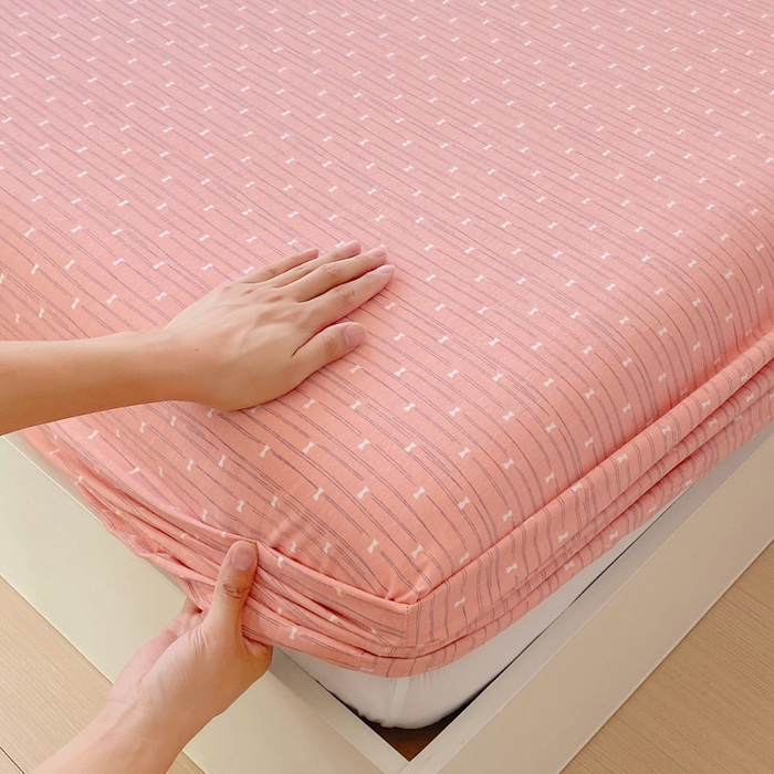 91家纺网 家纺一手货源 找家纺 春皖家纺 2025新款原棉磨毛单床笠 床笠单件-风格一 梦妮粉