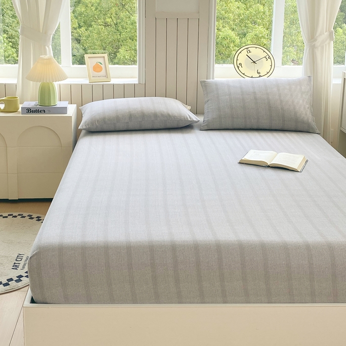 91家纺网 家纺一手货源 找家纺 春皖家纺 2025新款原棉磨毛单床笠 床笠单件-风格一 暮山灰