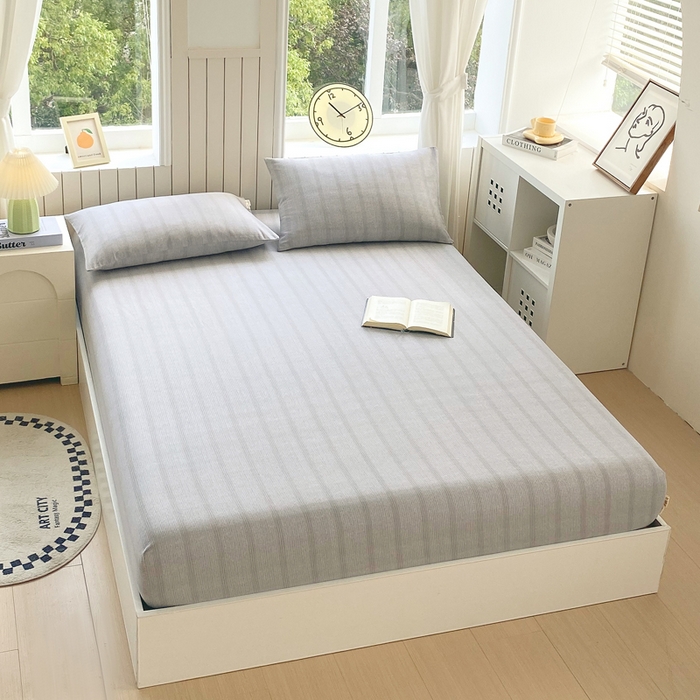 91家纺网 家纺一手货源 找家纺 春皖家纺 2025新款原棉磨毛单床笠 床笠单件-风格一 暮山灰