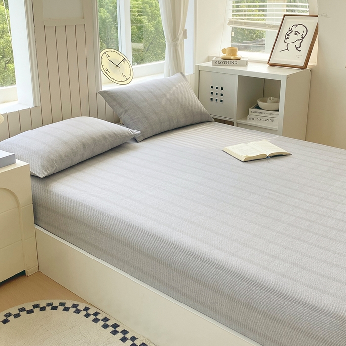 91家纺网 家纺一手货源 找家纺 春皖家纺 2025新款原棉磨毛单床笠 床笠单件-风格一 暮山灰