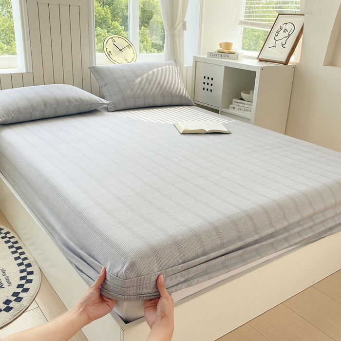 91家纺网 家纺一手货源 找家纺 春皖家纺 2025新款原棉磨毛单床笠 床笠单件-风格一 暮山灰