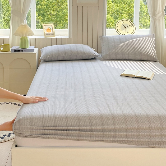 91家纺网 家纺一手货源 找家纺 春皖家纺 2025新款原棉磨毛单床笠 床笠单件-风格一 暮山灰