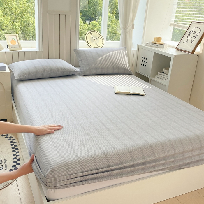 91家纺网 家纺一手货源 找家纺 春皖家纺 2025新款原棉磨毛单床笠 床笠单件-风格一 暮山灰