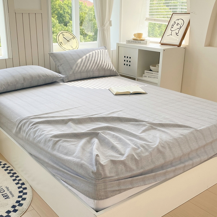 91家纺网 家纺一手货源 找家纺 春皖家纺 2025新款原棉磨毛单床笠 床笠单件-风格一 暮山灰