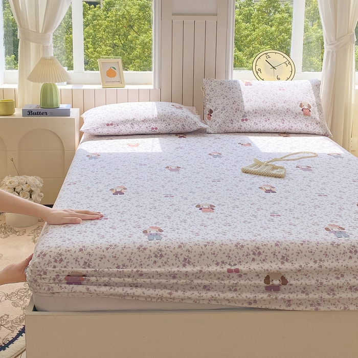 91家纺网 家纺一手货源 找家纺 春皖家纺 2025新款原棉磨毛单床笠 床笠单件-风格一 旺财