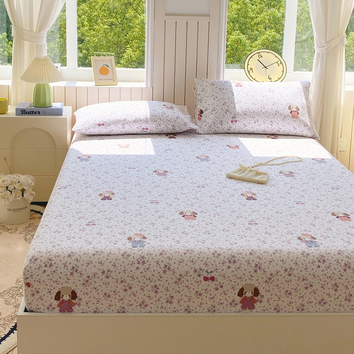 91家纺网 家纺一手货源 找家纺 春皖家纺 2025新款原棉磨毛单床笠 床笠单件-风格一 旺财