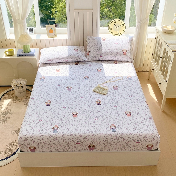 91家纺网 家纺一手货源 找家纺 春皖家纺 2025新款原棉磨毛单床笠 床笠单件-风格一 旺财