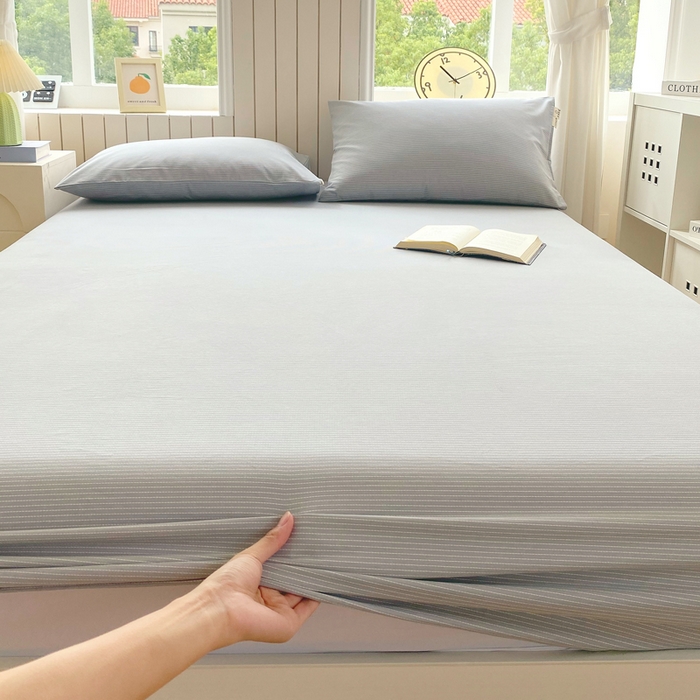 春皖家纺 2025新款原棉磨毛单床笠 床笠单件-风格一 雾灰细语