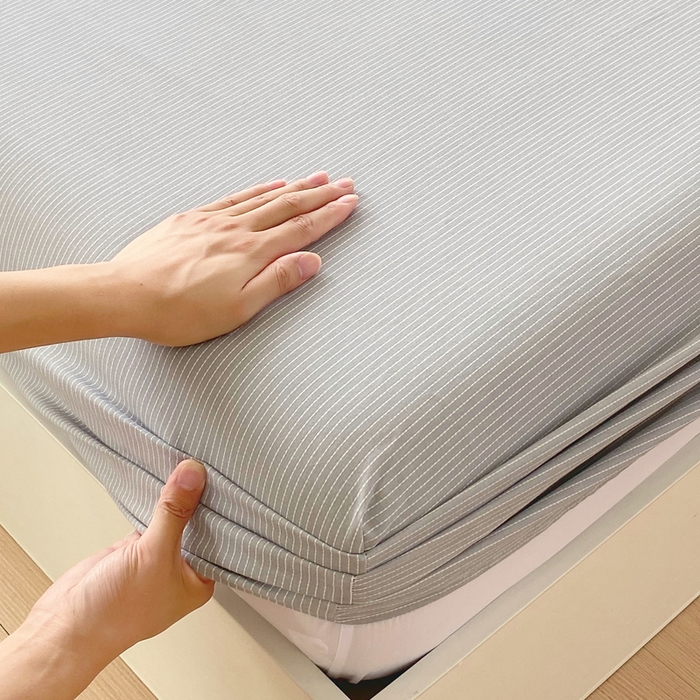 91家纺网 家纺一手货源 找家纺 春皖家纺 2025新款原棉磨毛单床笠 床笠单件-风格一 雾灰细语