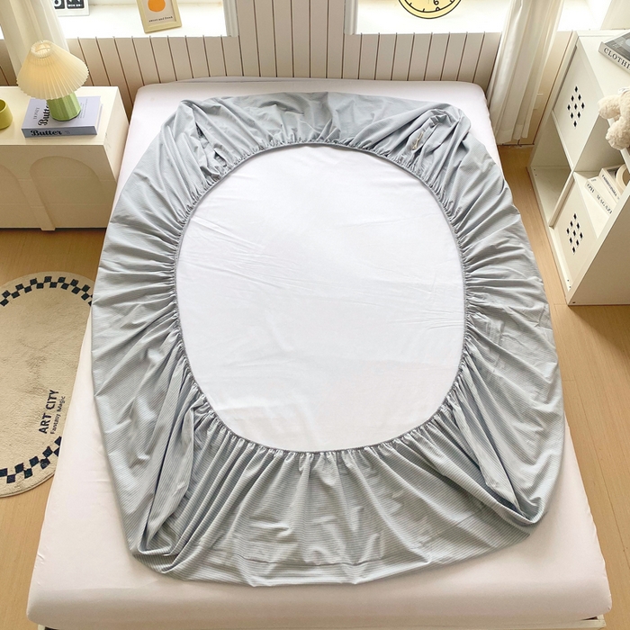 91家纺网 家纺一手货源 找家纺 春皖家纺 2025新款原棉磨毛单床笠 床笠单件-风格一 雾灰细语