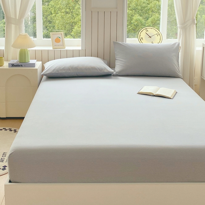 91家纺网 家纺一手货源 找家纺 春皖家纺 2025新款原棉磨毛单床笠 床笠单件-风格一 雾灰细语