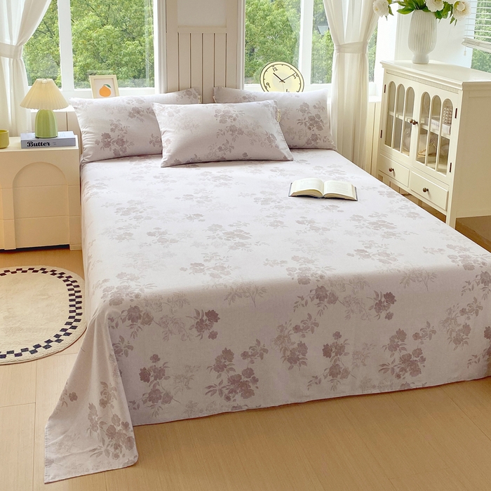 91家纺网 家纺一手货源 找家纺 春皖家纺 2025新款原棉磨毛单床单 床单单件-风格一 花庭悦舞