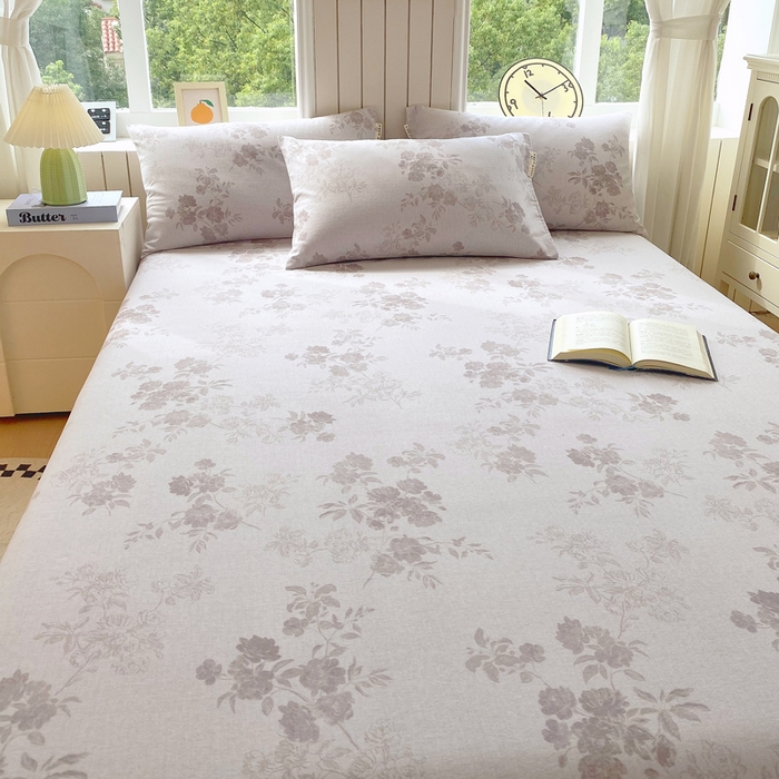 91家纺网 家纺一手货源 找家纺 春皖家纺 2025新款原棉磨毛单床单 床单单件-风格一 花庭悦舞