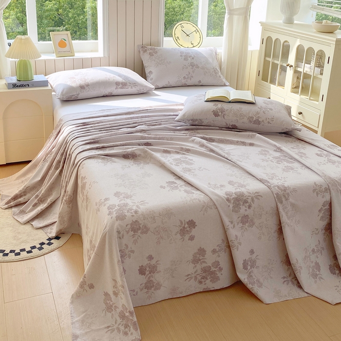 91家纺网 家纺一手货源 找家纺 春皖家纺 2025新款原棉磨毛单床单 床单单件-风格一 花庭悦舞