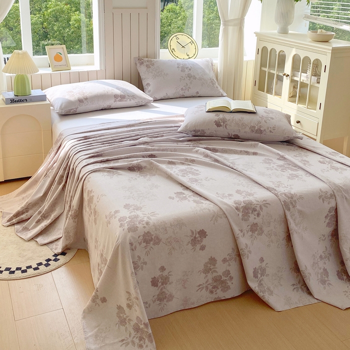 91家纺网 家纺一手货源 找家纺 春皖家纺 2025新款原棉磨毛单床单 床单单件-风格一 花庭悦舞