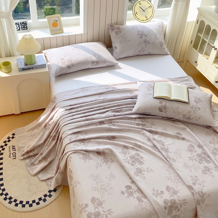 91家纺网 家纺一手货源 找家纺 春皖家纺 2025新款原棉磨毛单床单 床单单件-风格一 花庭悦舞