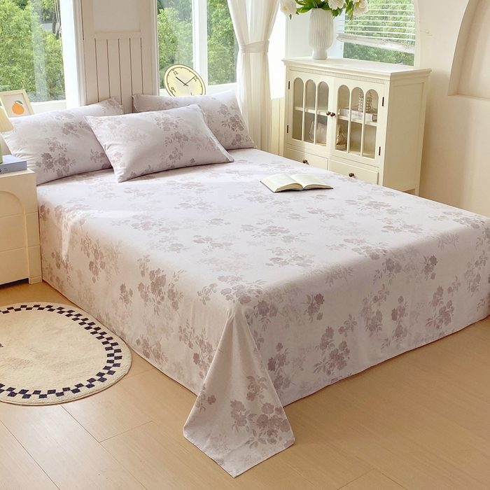 91家纺网 家纺一手货源 找家纺 春皖家纺 2025新款原棉磨毛单床单 床单单件-风格一 花庭悦舞