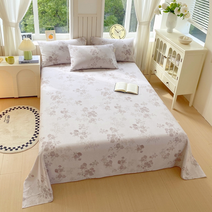 91家纺网 家纺一手货源 找家纺 春皖家纺 2025新款原棉磨毛单床单 床单单件-风格一 花庭悦舞