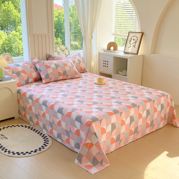 91家纺网 家纺一手货源 找家纺 春皖家纺 2025新款原棉磨毛单床单 床单单件-风格一 几何梦