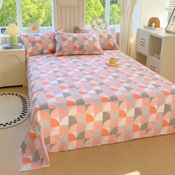 91家纺网 家纺一手货源 找家纺 春皖家纺 2025新款原棉磨毛单床单 床单单件-风格一 几何梦