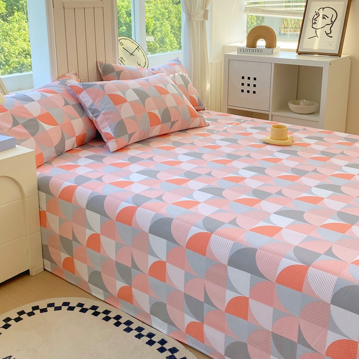 91家纺网 家纺一手货源 找家纺 春皖家纺 2025新款原棉磨毛单床单 床单单件-风格一 几何梦