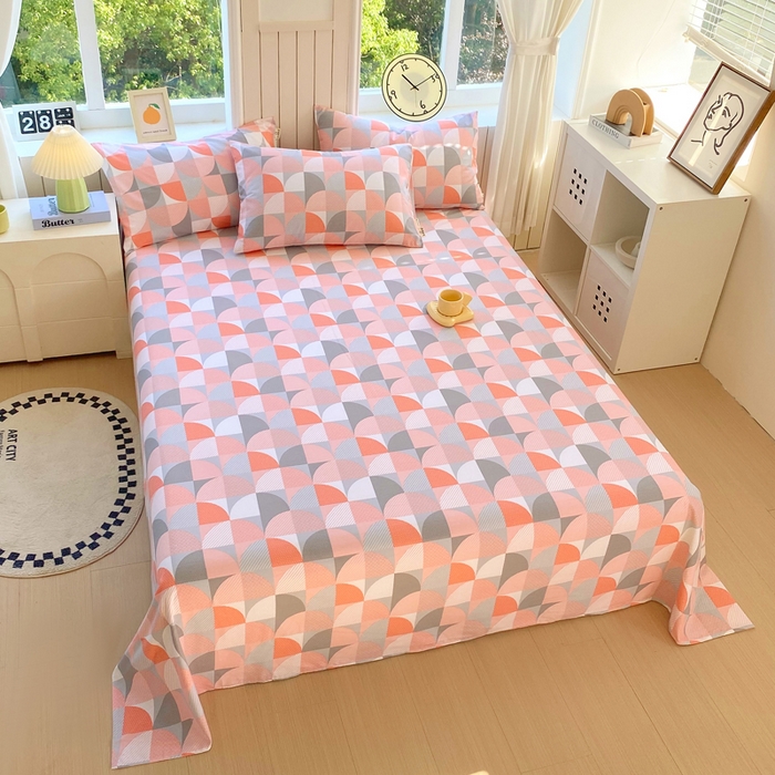 91家纺网 家纺一手货源 找家纺 春皖家纺 2025新款原棉磨毛单床单 床单单件-风格一 几何梦