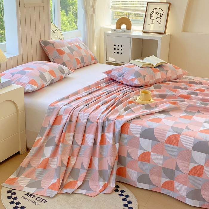 91家纺网 家纺一手货源 找家纺 春皖家纺 2025新款原棉磨毛单床单 床单单件-风格一 几何梦