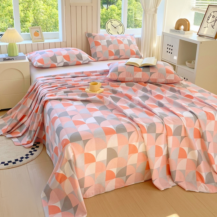 91家纺网 家纺一手货源 找家纺 春皖家纺 2025新款原棉磨毛单床单 床单单件-风格一 几何梦