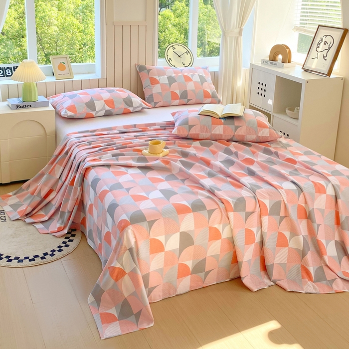 91家纺网 家纺一手货源 找家纺 春皖家纺 2025新款原棉磨毛单床单 床单单件-风格一 几何梦