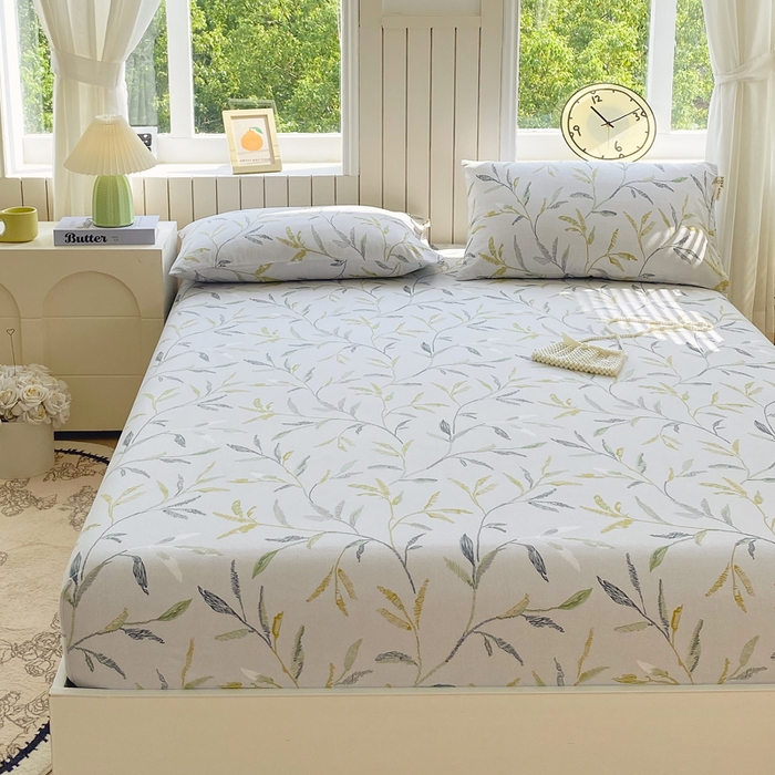 91家纺网 家纺一手货源 找家纺 春皖家纺 2025新款原棉磨毛单床笠 床笠单件-风格一 叶晴川