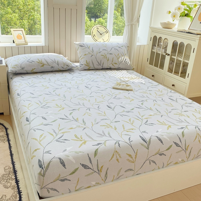 91家纺网 家纺一手货源 找家纺 春皖家纺 2025新款原棉磨毛单床笠 床笠单件-风格一 叶晴川