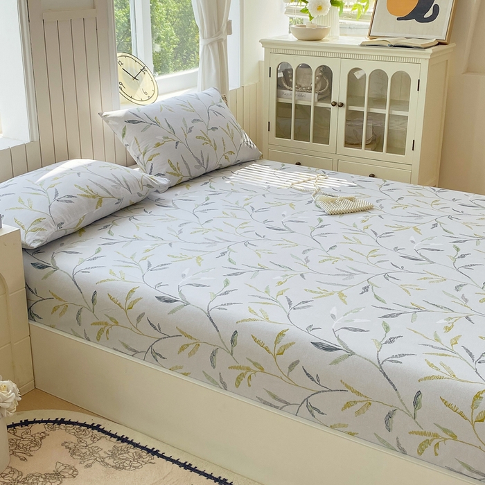 91家纺网 家纺一手货源 找家纺 春皖家纺 2025新款原棉磨毛单床笠 床笠单件-风格一 叶晴川