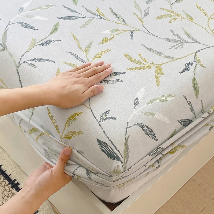 91家纺网 家纺一手货源 找家纺 春皖家纺 2025新款原棉磨毛单床笠 床笠单件-风格一 叶晴川