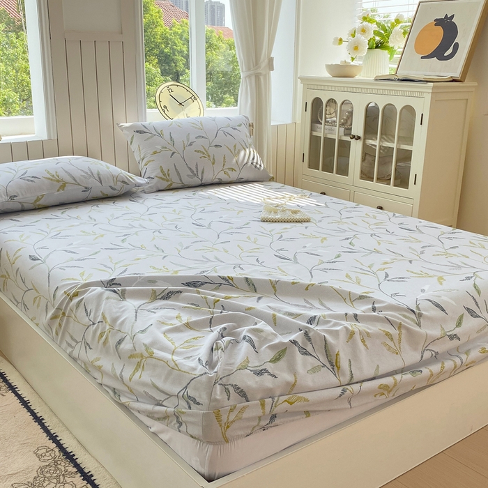 91家纺网 家纺一手货源 找家纺 春皖家纺 2025新款原棉磨毛单床笠 床笠单件-风格一 叶晴川