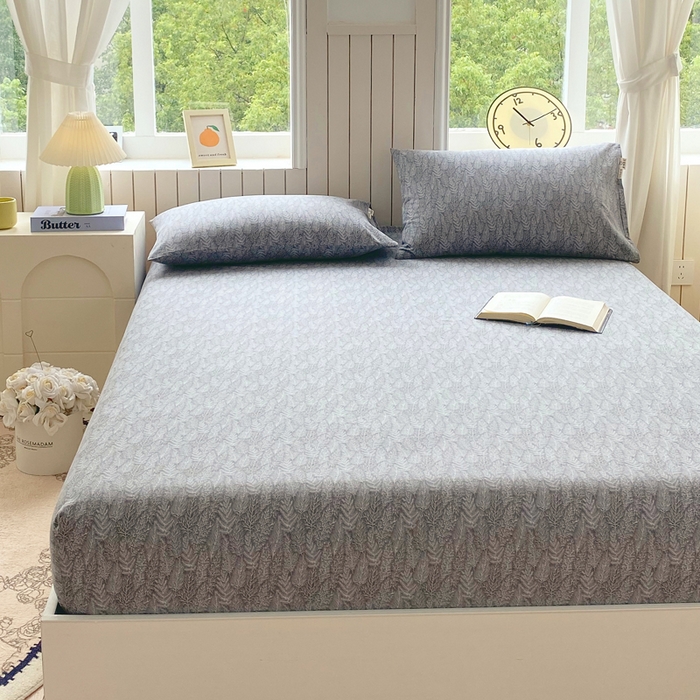 91家纺网 家纺一手货源 找家纺 春皖家纺 2025新款原棉磨毛单床笠 床笠单件-风格一 叶相思