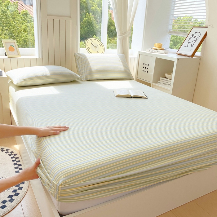 91家纺网 家纺一手货源 找家纺 春皖家纺 2025新款原棉磨毛单床笠 床笠单件-风格一 云水间