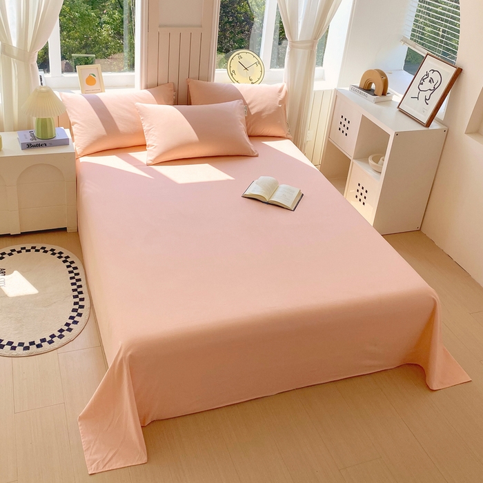 91家纺网 家纺一手货源 找家纺 春皖家纺 2025新款原棉磨毛单床单 床单单件-风格一 丽人粉