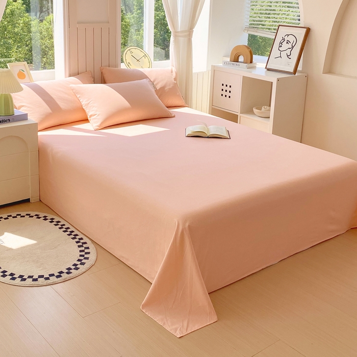 91家纺网 家纺一手货源 找家纺 春皖家纺 2025新款原棉磨毛单床单 床单单件-风格一 丽人粉