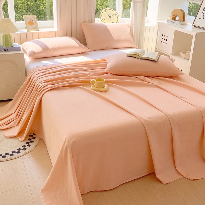 91家纺网 家纺一手货源 找家纺 春皖家纺 2025新款原棉磨毛单床单 床单单件-风格一 丽人粉