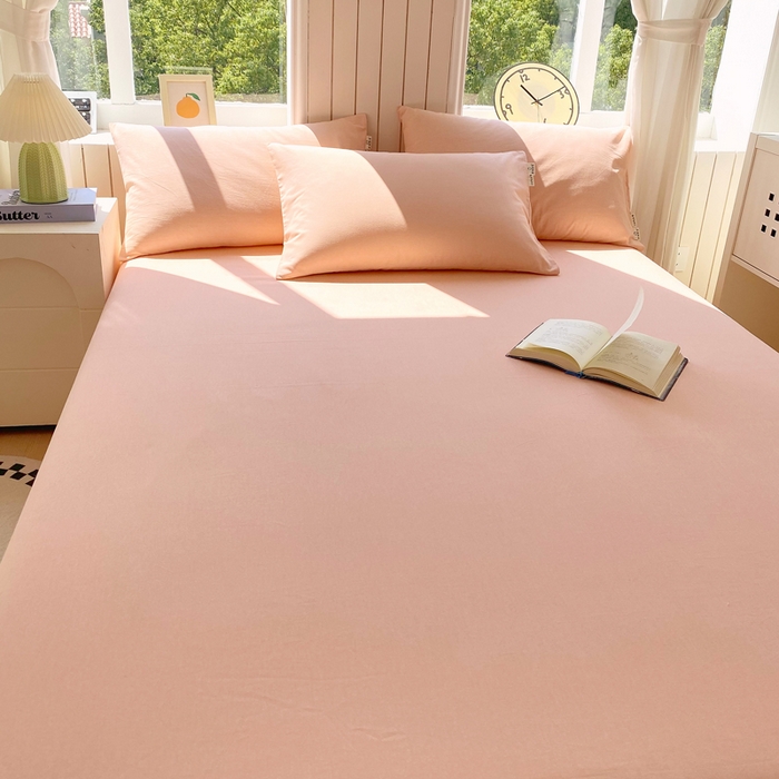 91家纺网 家纺一手货源 找家纺 春皖家纺 2025新款原棉磨毛单床单 床单单件-风格一 丽人粉