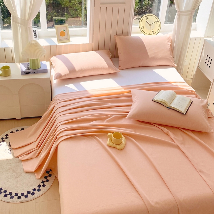 91家纺网 家纺一手货源 找家纺 春皖家纺 2025新款原棉磨毛单床单 床单单件-风格一 丽人粉