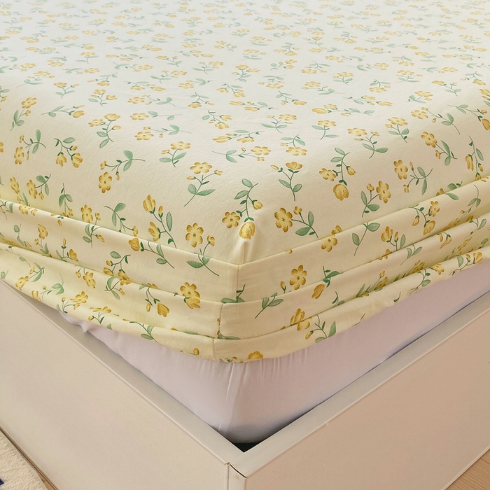 91家纺网 家纺一手货源 找家纺 春皖家纺 2025新款原棉磨毛单床笠 床笠单件-风格一 知春意