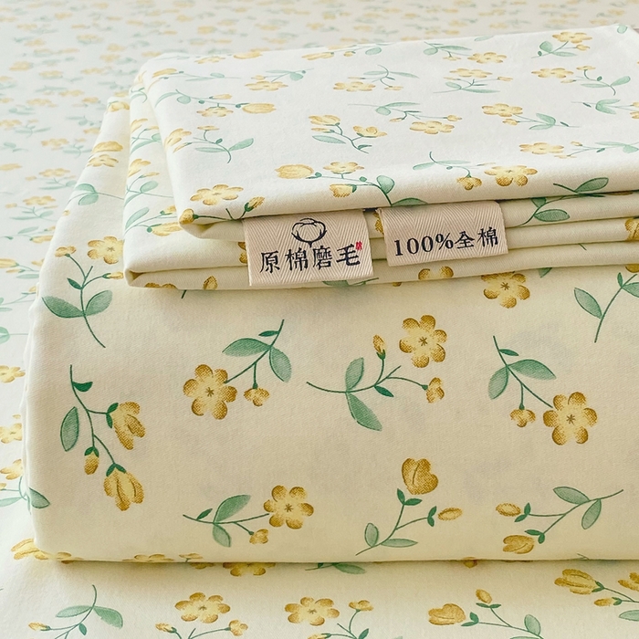 91家纺网 家纺一手货源 找家纺 春皖家纺 2025新款原棉磨毛单床笠 床笠单件-风格一 知春意