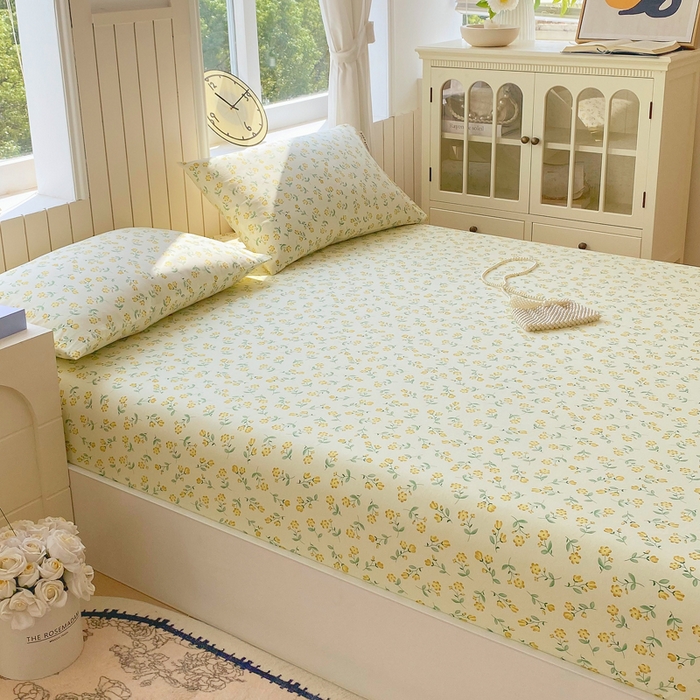 91家纺网 家纺一手货源 找家纺 春皖家纺 2025新款原棉磨毛单床笠 床笠单件-风格一 知春意