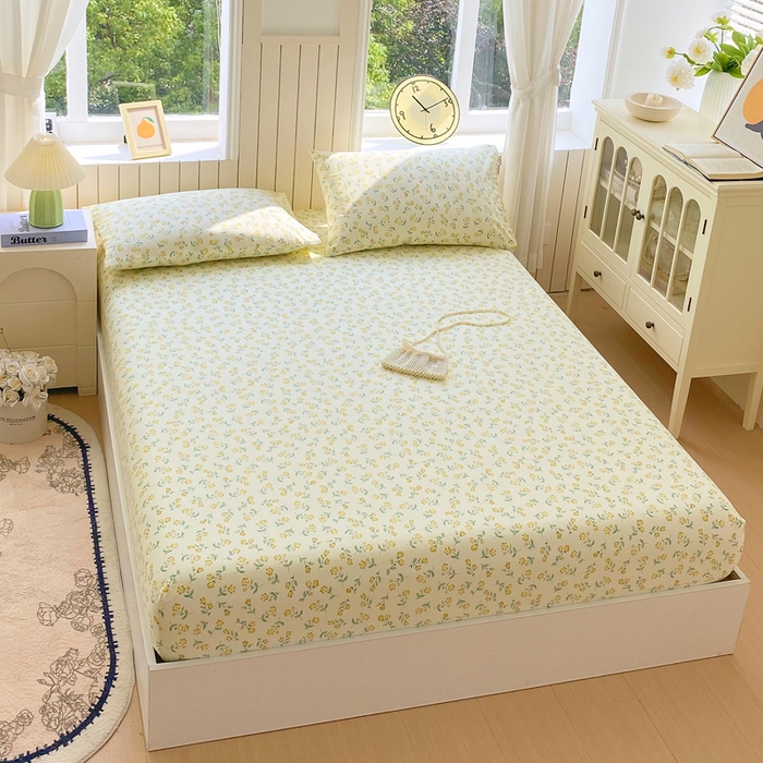 91家纺网 家纺一手货源 找家纺 春皖家纺 2025新款原棉磨毛单床笠 床笠单件-风格一 知春意