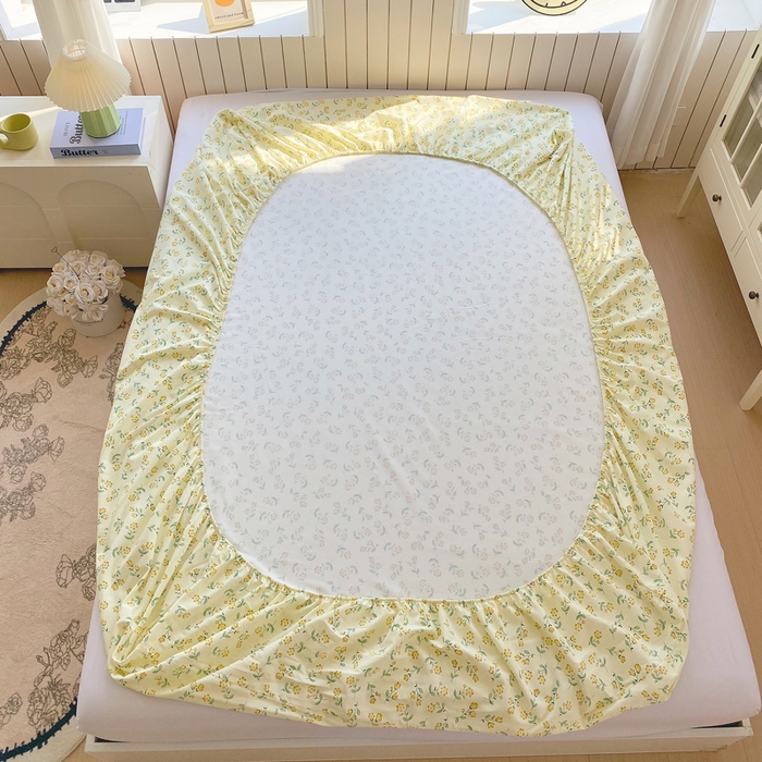 91家纺网 家纺一手货源 找家纺 春皖家纺 2025新款原棉磨毛单床笠 床笠单件-风格一 知春意