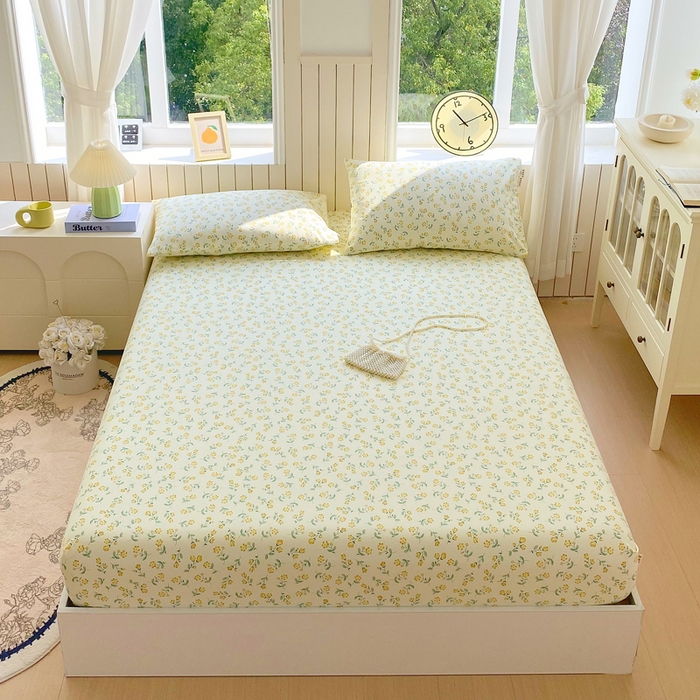 91家纺网 家纺一手货源 找家纺 春皖家纺 2025新款原棉磨毛单床笠 床笠单件-风格一 知春意