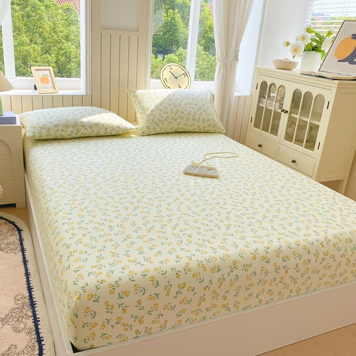 91家纺网 家纺一手货源 找家纺 春皖家纺 2025新款原棉磨毛单床笠 床笠单件-风格一 知春意